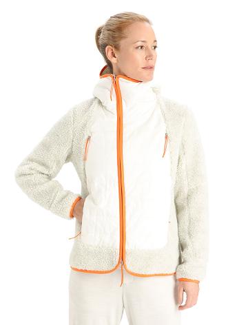 Sweat À Capuche Icebreaker RealFleece™ Merino High Pile Long Sleeve Zip Femme Blanche | FR 1661LISH